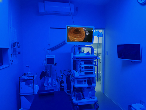 ブルーライトの大腸内視鏡検査室｜京都市の大腸内視鏡検査は山科西まつい内科クリニック